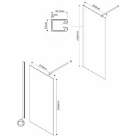 Душевая стенка Vincea Walk-In 90 см со свободным входом, стекло зеркальное, профиль воронёная сталь, gunmetal, VSW-1H900MRGM