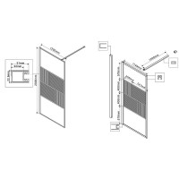 Душевая стенка Vincea Walk-In, 120 см, стекло прозрачное/рифленое, профиль брашированное золото, VSW-1HC120CFBG