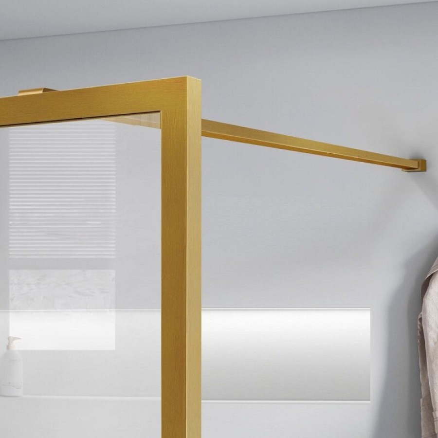 Душевая стенка Vincea Walk-In, 120 см, стекло прозрачное/рифленое, профиль брашированное золото, VSW-1HC120CFBG