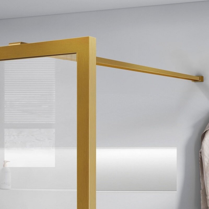 Душевая стенка Vincea Walk-In, 90 см, стекло прозрачное/рифленое, профиль брашированное золото, VSW-1HC900CFBG
