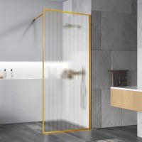 Душевая стенка Vincea Walk In 100 см, стекло рифленое, профиль брашированное золото, VSW-1HP100FLBG
