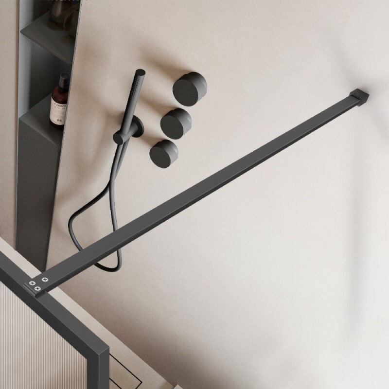 Душевая стенка со свободным входом Vincea Walk in HP Art VSW-1HP100FLGM, 100 см, стекло рифленое, профиль вороненая сталь, gunmetal