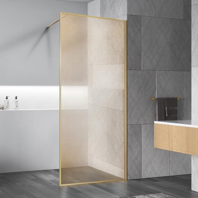 Душевая стенка Vincea Walk In 120 см, стекло ламинированное с золотыми нитями, профиль брашированное золото, VSW-1HP120GWBG