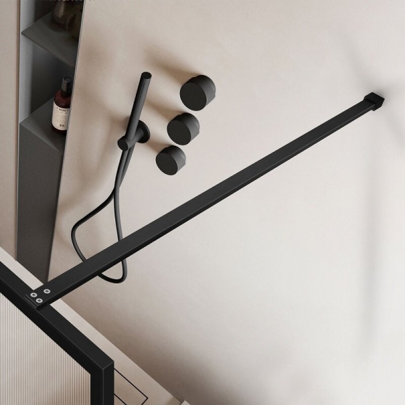Душевая стенка Vincea Walk In 80 см, стекло рифленое, профиль черный матовый, VSW-1HP800FLB