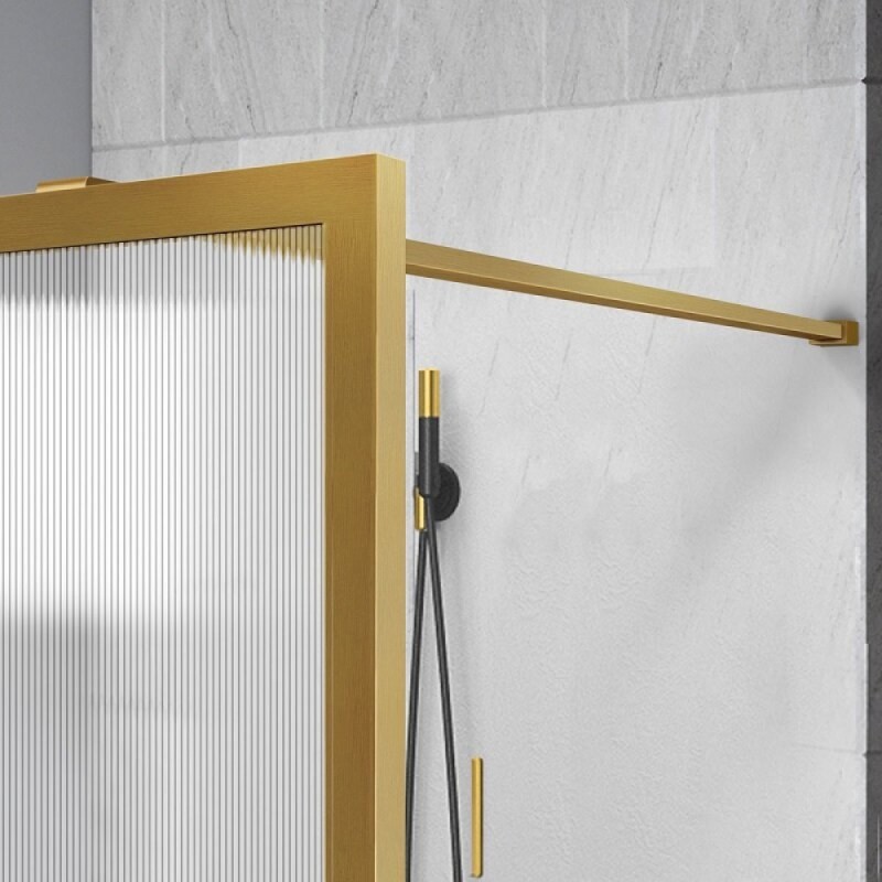 Душевая стенка Vincea Walk In 90 см, стекло рифленое, профиль брашированное золото, VSW-1HP900FLBG