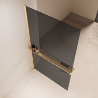 Душевая стенка со свободным входом Vincea Walk In VSW-1HR100CGG, 100 см, стекло тонированное, профиль золото матовый