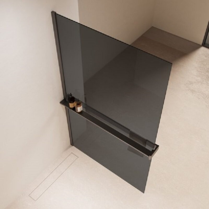 Душевая стенка со свободным входом Vincea Walk In VSW-1HR900CGGM, 90 см, стекло тонированное, профиль вороненая сталь