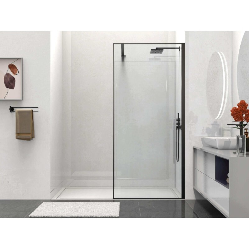 Душевая стенка со свободным входом Vincea Walk-In HS VSW-1HS100CLB, 100 см, стекло прозрачное, профиль черный матовый