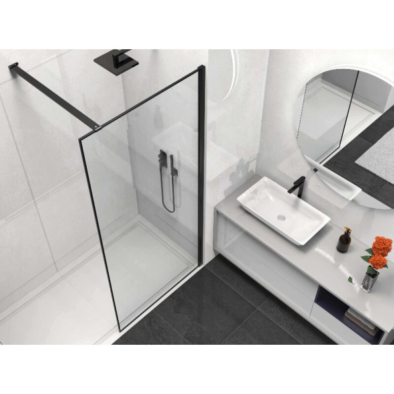 Душевая стенка со свободным входом Vincea Walk-In HS VSW-1HS100CLB, 100 см, стекло прозрачное, профиль черный матовый