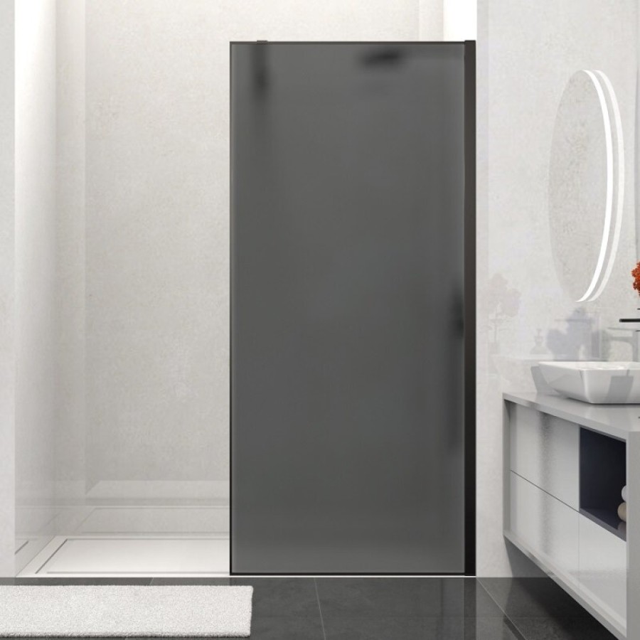 Душевая стенка Vincea Walk In VSW-1HS100GFB, 100 см, стекло матовое тонированное, профиль черный матовый