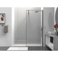 Душевая стенка со свободным входом Vincea Walk-In HS VSW-1HS800CLGM, 80 см, стекло прозрачное, профиль вороненая сталь, gunmetal