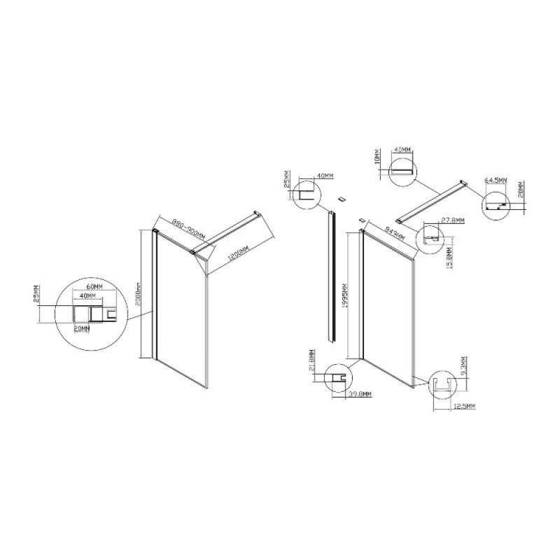 Душевая стенка со свободным входом Vincea Walk-In HS VSW-1HS900CLG, 90 см, стекло прозрачное, профиль брашированное золото