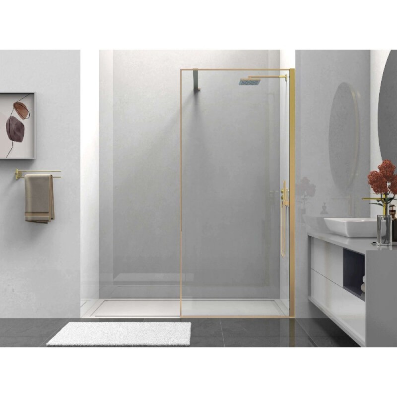 Душевая стенка со свободным входом Vincea Walk-In HS VSW-1HS900CLG, 90 см, стекло прозрачное, профиль брашированное золото