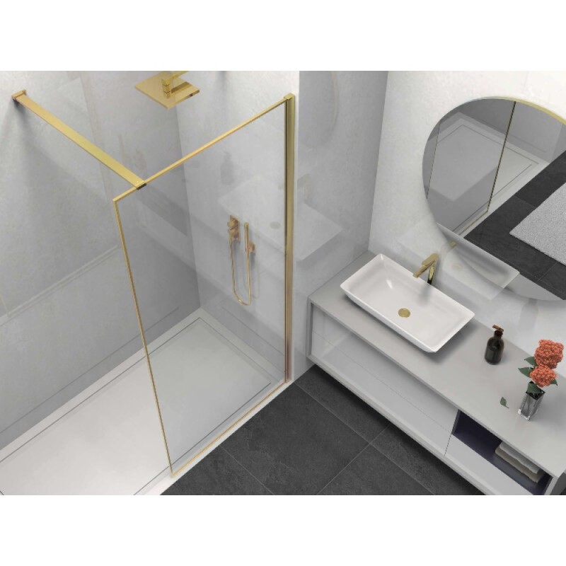 Душевая стенка со свободным входом Vincea Walk-In HS VSW-1HS900CLG, 90 см, стекло прозрачное, профиль брашированное золото