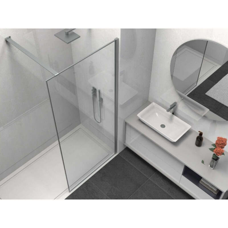 Душевая стенка со свободным входом Vincea Walk-In HS VSW-1HS900CLGM, 90 см, стекло прозрачное, профиль вороненая сталь, gunmetal