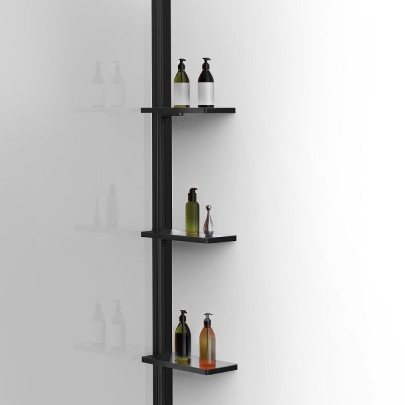 Душевая стенка Vincea Walk-In VSW-1HWS100CLB, 100 см со свободным входом, стекло прозрачное, профиль черный матовый