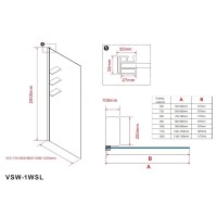 Душевая стенка Vincea Walk-In VSW-1HWS120CLGM, 120 см со свободным входом, стекло прозрачное, профиль вороненая сталь