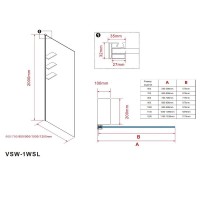Душевая стенка Vincea Walk-In VSW-1HWS900CGGM, 90 см со свободным входом, стекло тонированное, профиль вороненая сталь