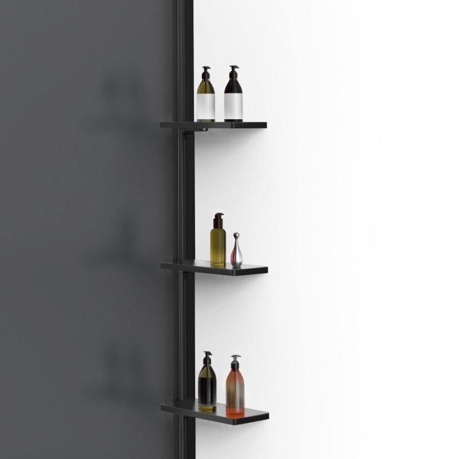 Душевая стенка Vincea Walk-In VSW-1HWS900GFB, 90 см со свободным входом, стекло матовое тонированное, профиль черный матовый