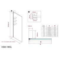 Душевая стенка Vincea Walk-In VSW-1HWS900GSB, 90 см со свободным входом, стекло янтарь, профиль черный матовый