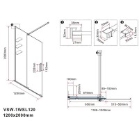 Душевая стенка Vincea Walk in WSL VSW-1WSL120GSB, 120 см, стекло янтарь, профиль черный матовый