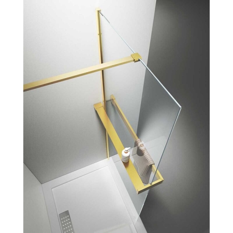 Душевая стенка со свободным входом Vincea Walk In 100 см, стекло прозрачное, профиль золото брашированное, VSW-4HR100CLG