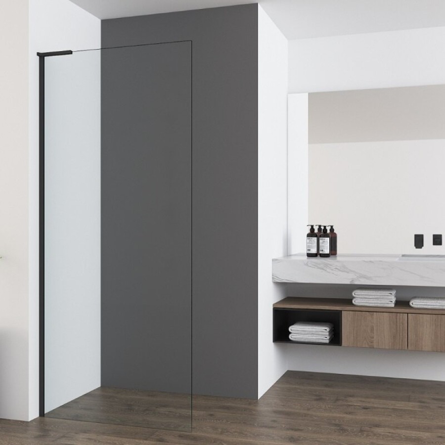 Душевая стенка Vincea Walk In VSW-7HA700CLB, 70 см со свободным входом, стекло прозрачное, профиль черный