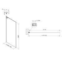 Душевая стенка Vincea Walk In VSW-7HA800CL, 80 см со свободным входом, стекло прозрачное, профиль хром