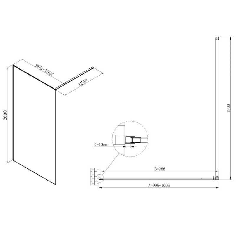 Душевая стенка Vincea Walk In VSW-7HS100GWG, 100 см со свободным входом, стекло с золотыми нитями, профиль брашированное золото