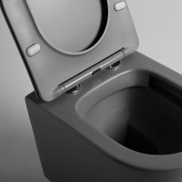 Подвесной безободковый унитаз Vincea Piatti VT1-11SMA, ультратонкое soft-close сиденье, цвет антрацит матовый