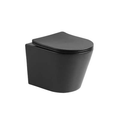 Подвесной безободковый унитаз Vincea Piatti VT1-11SMB, ультратонкое soft-close сиденье, цвет черный матовый
