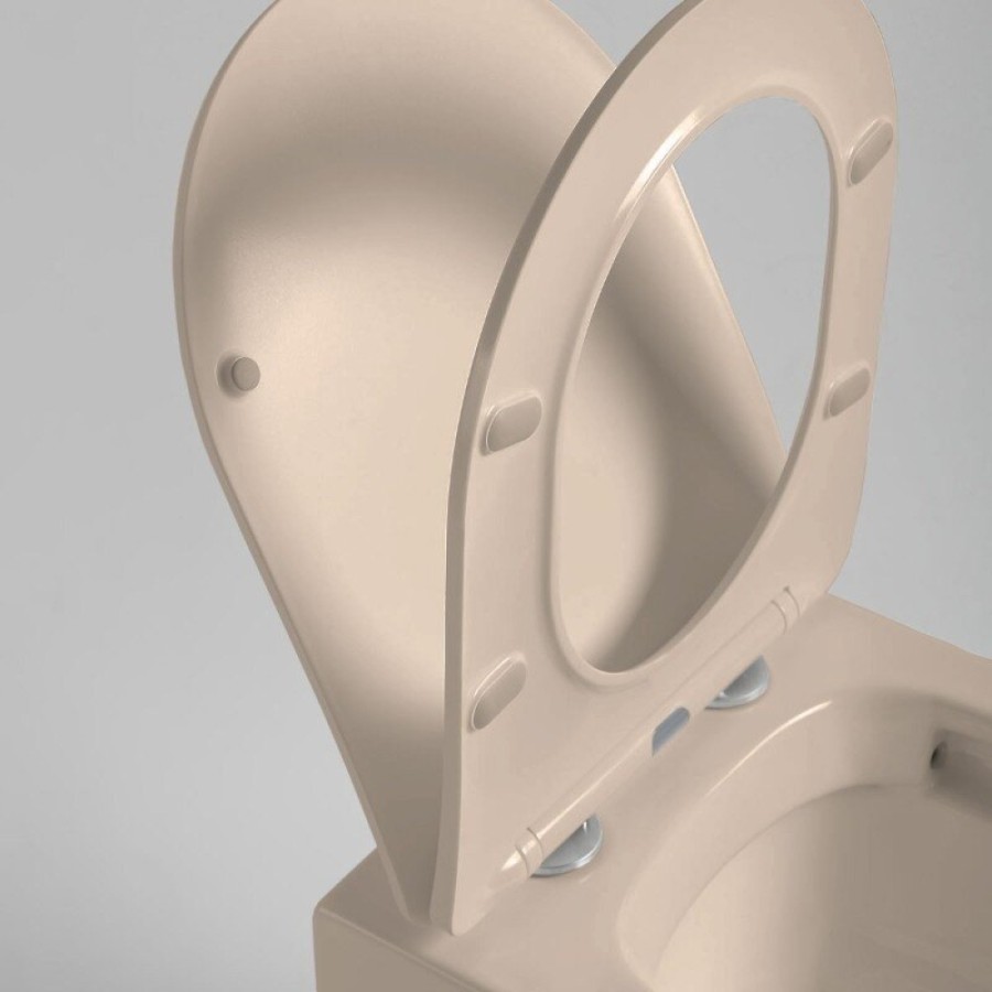 Подвесной безободковый унитаз Vincea Piatti VT1-11SMC, ультратонкое soft-close сиденье, цвет капучино матовый