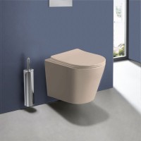 Подвесной безободковый унитаз Vincea Piatti VT1-11SMC, ультратонкое soft-close сиденье, цвет капучино матовый