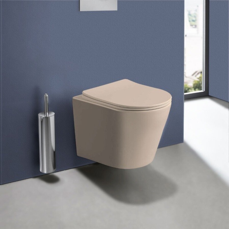 Подвесной безободковый унитаз Vincea Piatti VT1-11SMC, ультратонкое soft-close сиденье, цвет капучино матовый