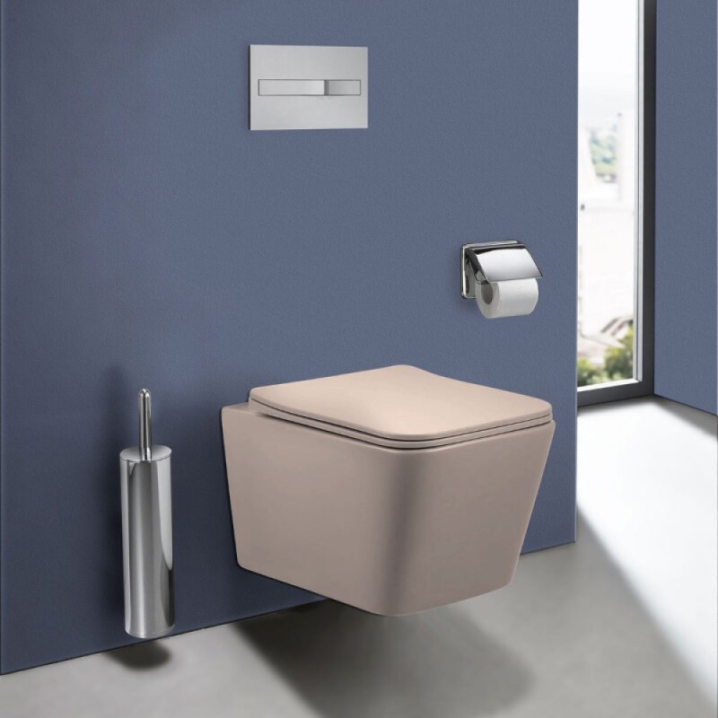 Подвесной безободковый унитаз Vincea Q-Line VT1-12MC, крышка микролифт, цвет капучино матовый