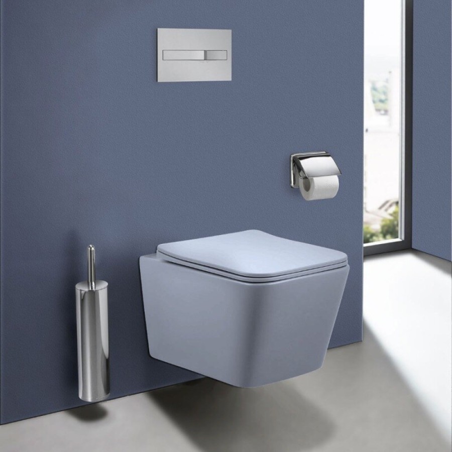 Подвесной безободковый унитаз Vincea Q-Line VT1-12MO, ультратонкое soft close сиденье, цвет океан матовый