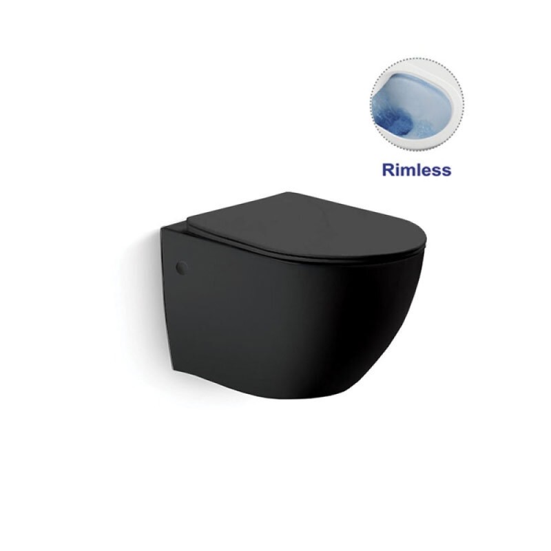 Подвесной безободковый унитаз Vincea Globo VT1-14MB, крышка микролифт, тонкая, черный матовый