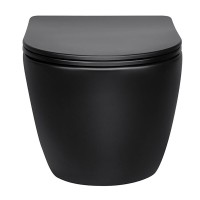 Подвесной безободковый унитаз Vincea Globo VT1-14MB, крышка микролифт, тонкая, черный матовый