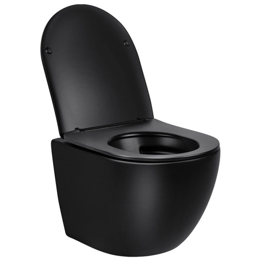 Подвесной безободковый унитаз Vincea Globo VT1-14MB, крышка микролифт, тонкая, черный матовый