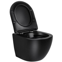 Подвесной безободковый унитаз Vincea Globo VT1-14MB, крышка микролифт, тонкая, черный матовый