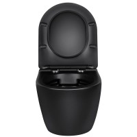 Подвесной безободковый унитаз Vincea Globo VT1-14MB, крышка микролифт, тонкая, черный матовый