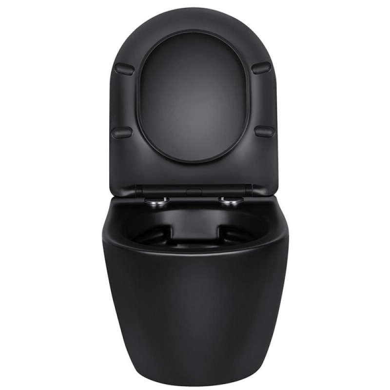 Подвесной безободковый унитаз Vincea Globo VT1-14MB, крышка микролифт, тонкая, черный матовый
