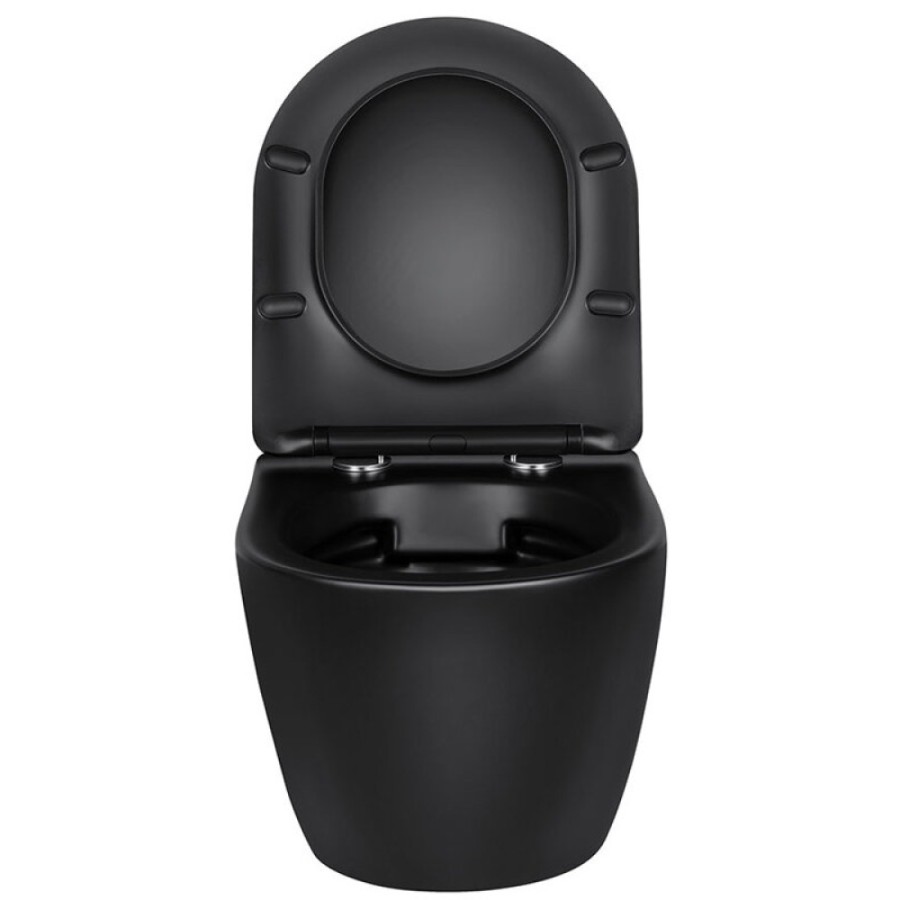 Подвесной безободковый унитаз Vincea Globo VT1-14MB, крышка микролифт, тонкая, черный матовый
