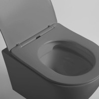 Подвесной безободковый унитаз Vincea Globo VT1-14SMA, ультратонкое сиденье soft-close, цвет антрацит матовый