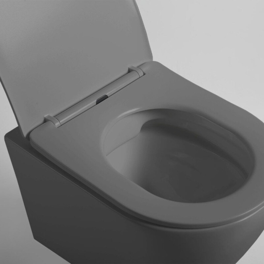 Подвесной безободковый унитаз Vincea Globo VT1-14SMA, ультратонкое сиденье soft-close, цвет антрацит матовый