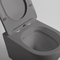 Подвесной безободковый унитаз Vincea Globo VT1-14SMA, ультратонкое сиденье soft-close, цвет антрацит матовый