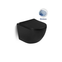 Подвесной безободковый унитаз Vincea Globo VT1-14SMB, крышка микролифт, тонкая, черный матовый