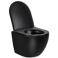 Подвесной безободковый унитаз Vincea Globo VT1-14SMB, крышка микролифт, тонкая, черный матовый