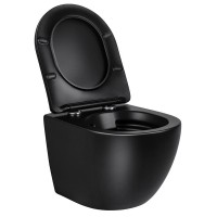 Подвесной безободковый унитаз Vincea Globo VT1-14SMB, крышка микролифт, тонкая, черный матовый