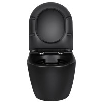 Подвесной безободковый унитаз Vincea Globo VT1-14SMB, крышка микролифт, тонкая, черный матовый